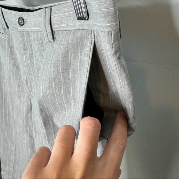 Viggo polyester slim fit suit trousers in light grey with pinstripe Men 30x32 - Picture 6 of 8
